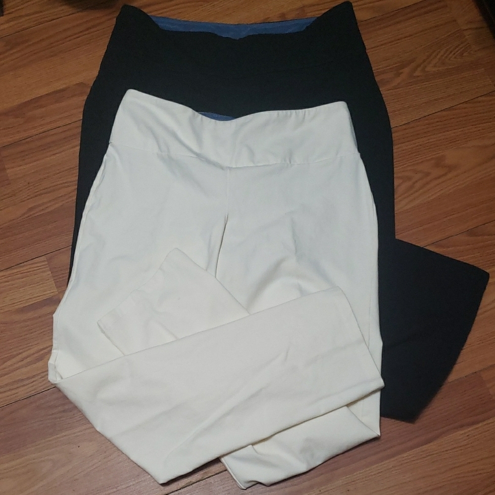 Women With Control By Renee Greenstein Black and Cream High Rise Pants (2prs.)‎